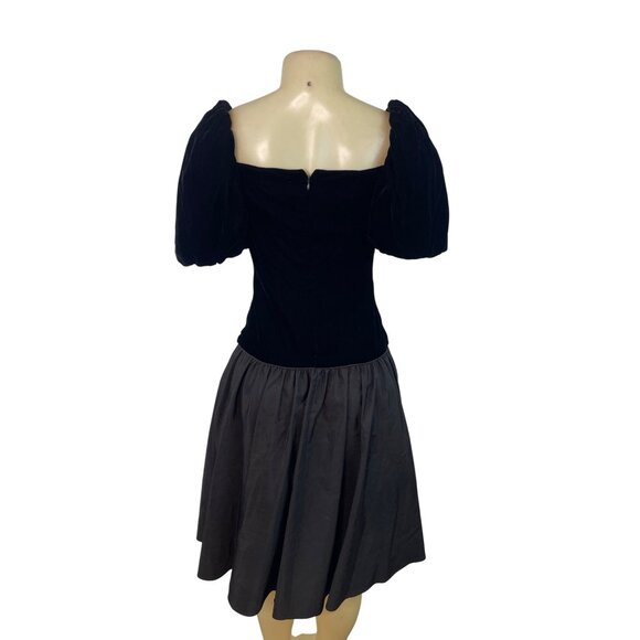 Vintage Nili Martin Black Velvet Puff Sleeve Corset Bodice Dress Womens - Picture 3 of 7